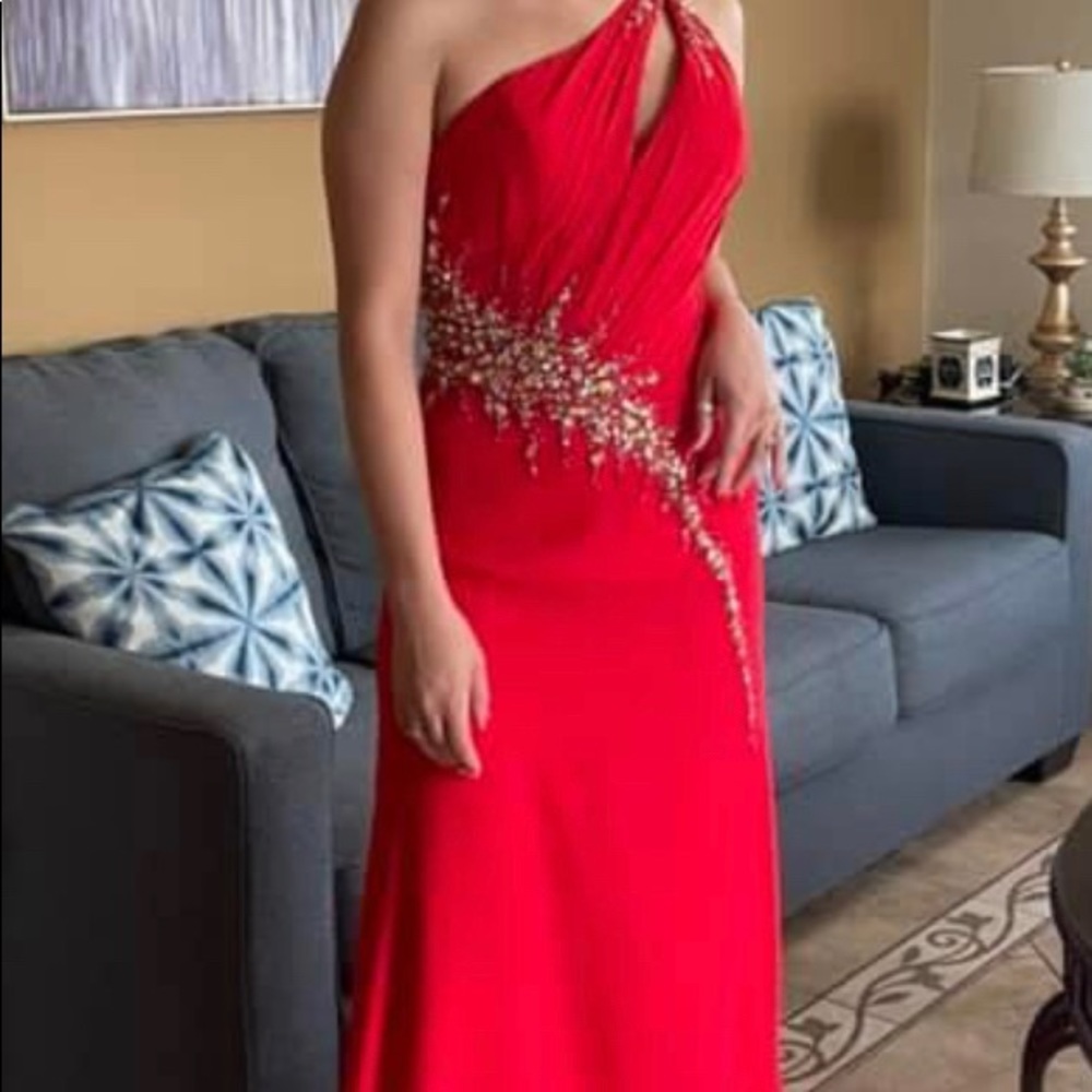 Formal red dress with stones